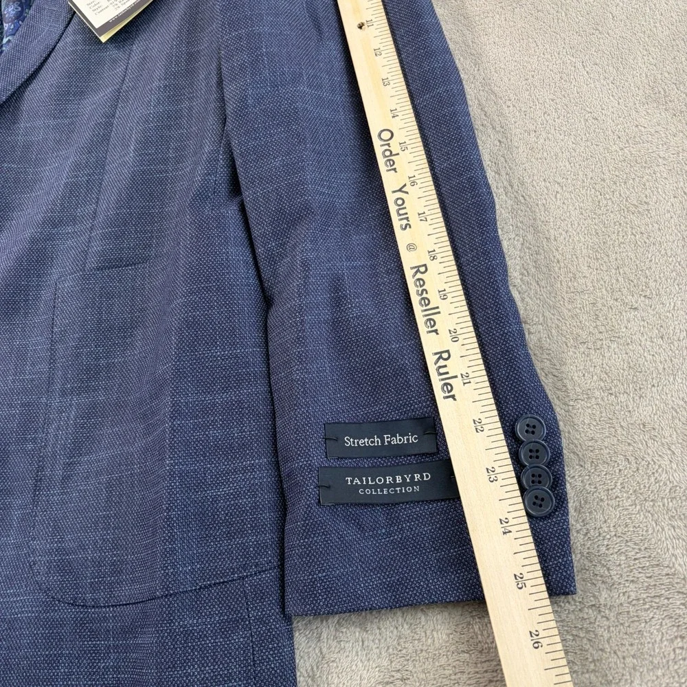 Tailorbyrd Stretch Fabric Sport Coat Blazer in Denim‎ Blue Men 40R 2-Button NWT